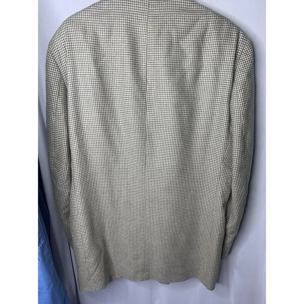 Mens Large Hounds Tooth Tan Suit Jacket Lana Moda Italy Sports Coat‎ Blazer VTG